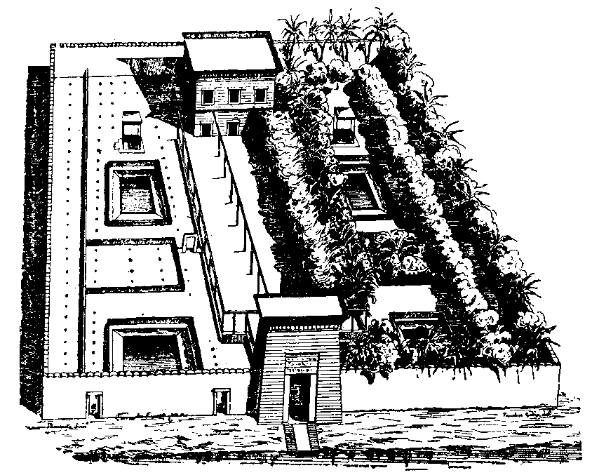 Fig 15.--Perspective view of the Theban house, from Eighteenth Dynasty tomb-painting. 