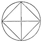 Diagram with inscribed square within a circle, divided by two perpendicular diameters into eight triangles, here appearing within the text to support a specific proposition about the inscribed tetragon.