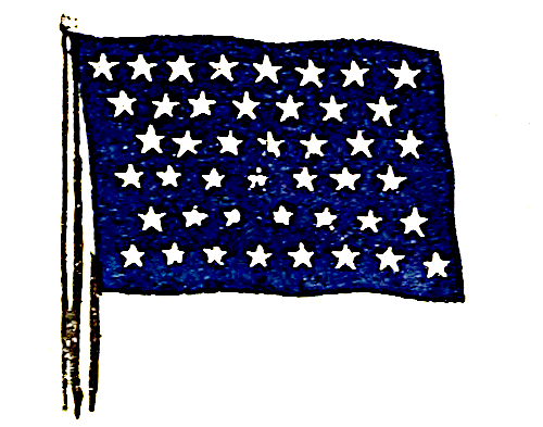 A rectangular blue flag with 50 stars—like the blue field of the ordinary US flag