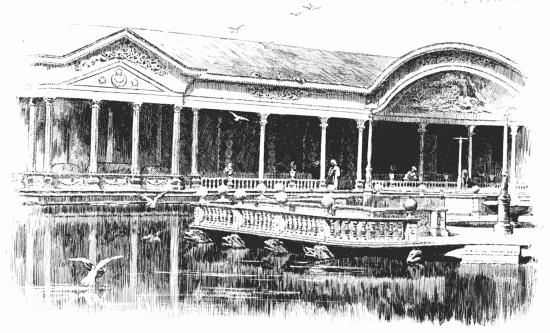 GARDEN-HOUSE AT CHOUBRA, SHOWING PART OF THE LAKE NEAR
CAIRO From a photograph by Sebah, Cairo