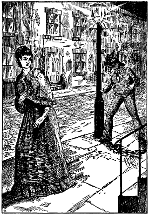 Mts. Warburton followed in the
street by a man in sailor garments