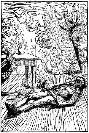 Vernet tied and gagged
on the floor as the building around him burns