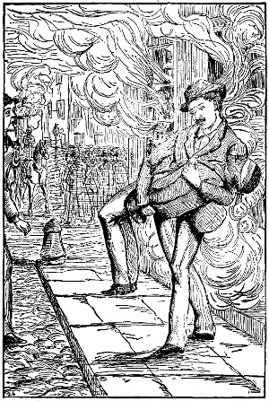 The unknown
rescuer carries Vernet from the blazing tenement